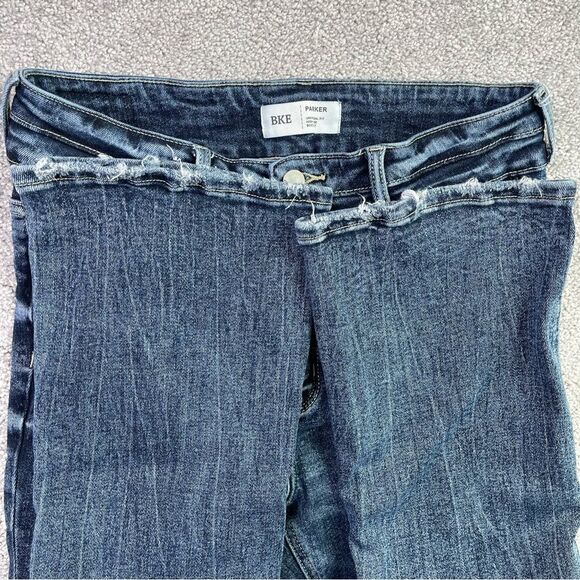 BKE Parker Jeans Women’s 29X27.5* Blue Bootcut High Rise Dark Denim Distressed - Picture 5 of 13